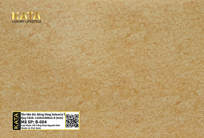 Tấm ốp PVC vân đá Basic Bóng Vàng Valencia Ý B-004