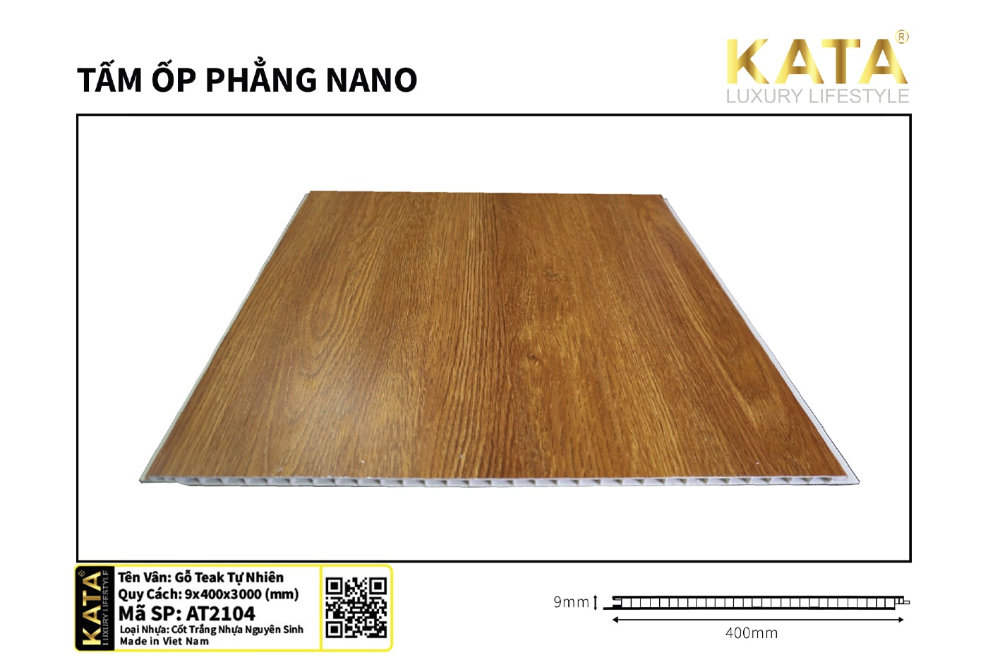 Tấm ốp nano AT2104 gỗ teak tự nhiên