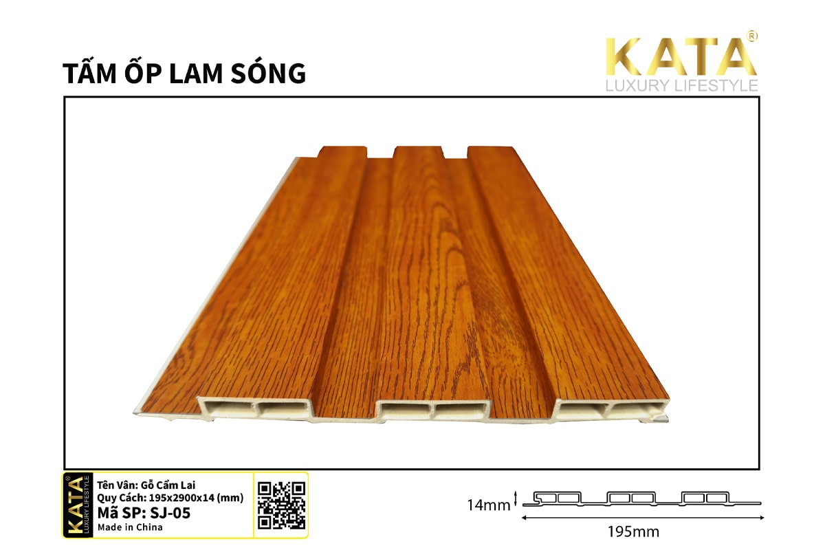 Tấm ốp lam sóng gỗ Cẩm Lai SJ-05