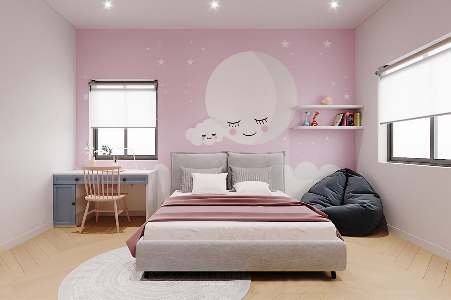 Thiết kế phòng ngủ cho bé gái 12 tuổi đẹp lung linh